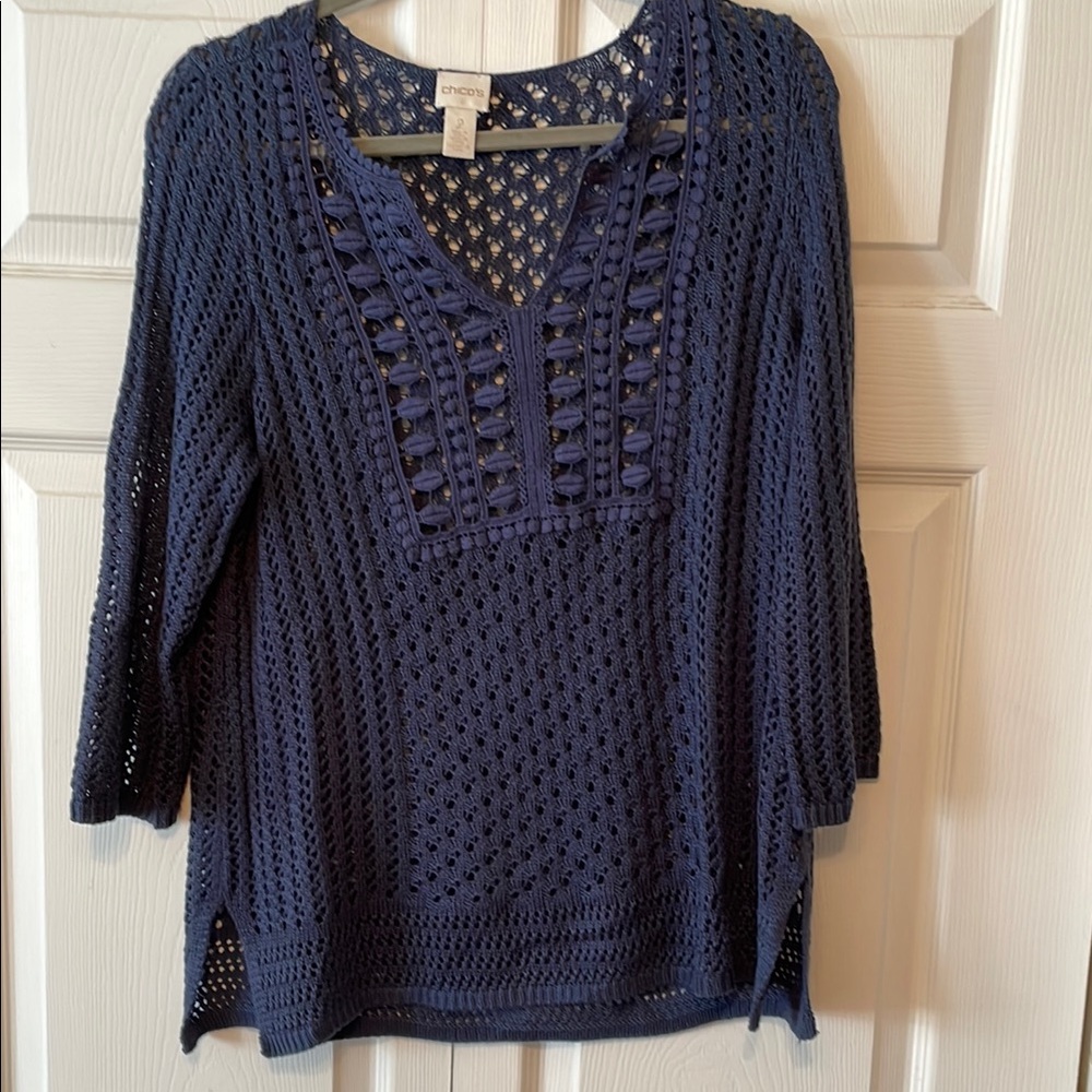 Chico's Navy Crochet Women's Top